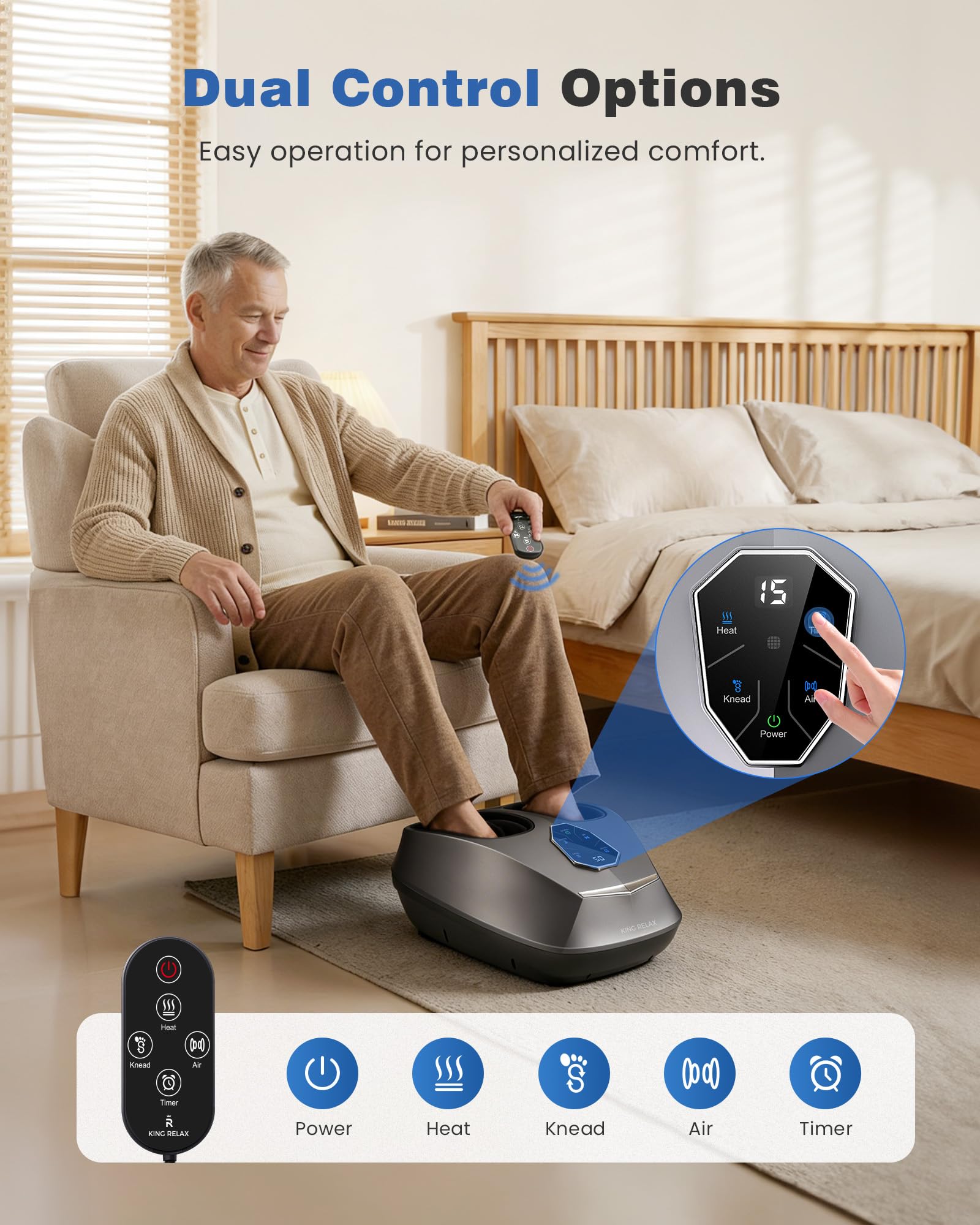 King Relax Shiatsu foot massager 360-degree air squeeze highlights enveloping support