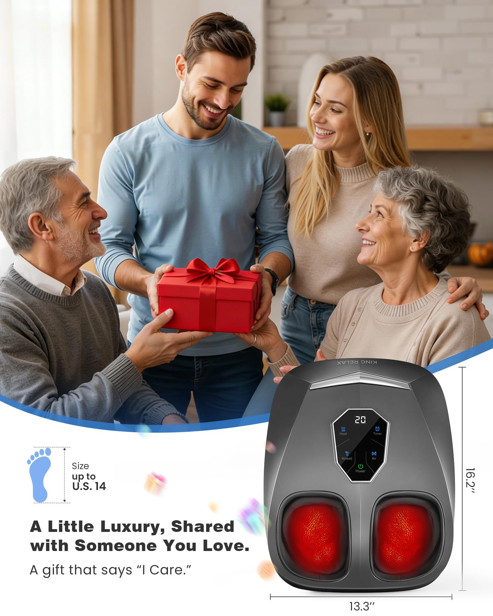 King Relax Shiatsu foot massager fits up to size 14 feet