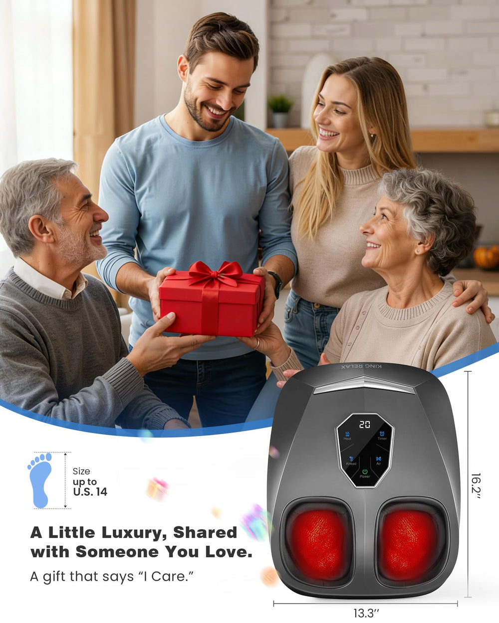 King Relax Shiatsu foot massager fits up to size 14 feet
