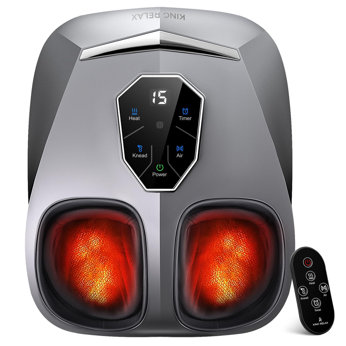 King Relax Shiatsu foot massager front view with heat for deep relaxation