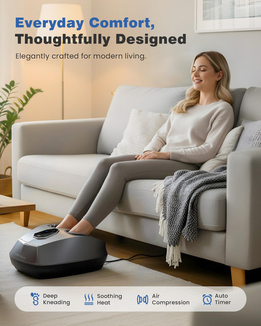King Relax Shiatsu foot massager side profile showcasing compact modern design for home use