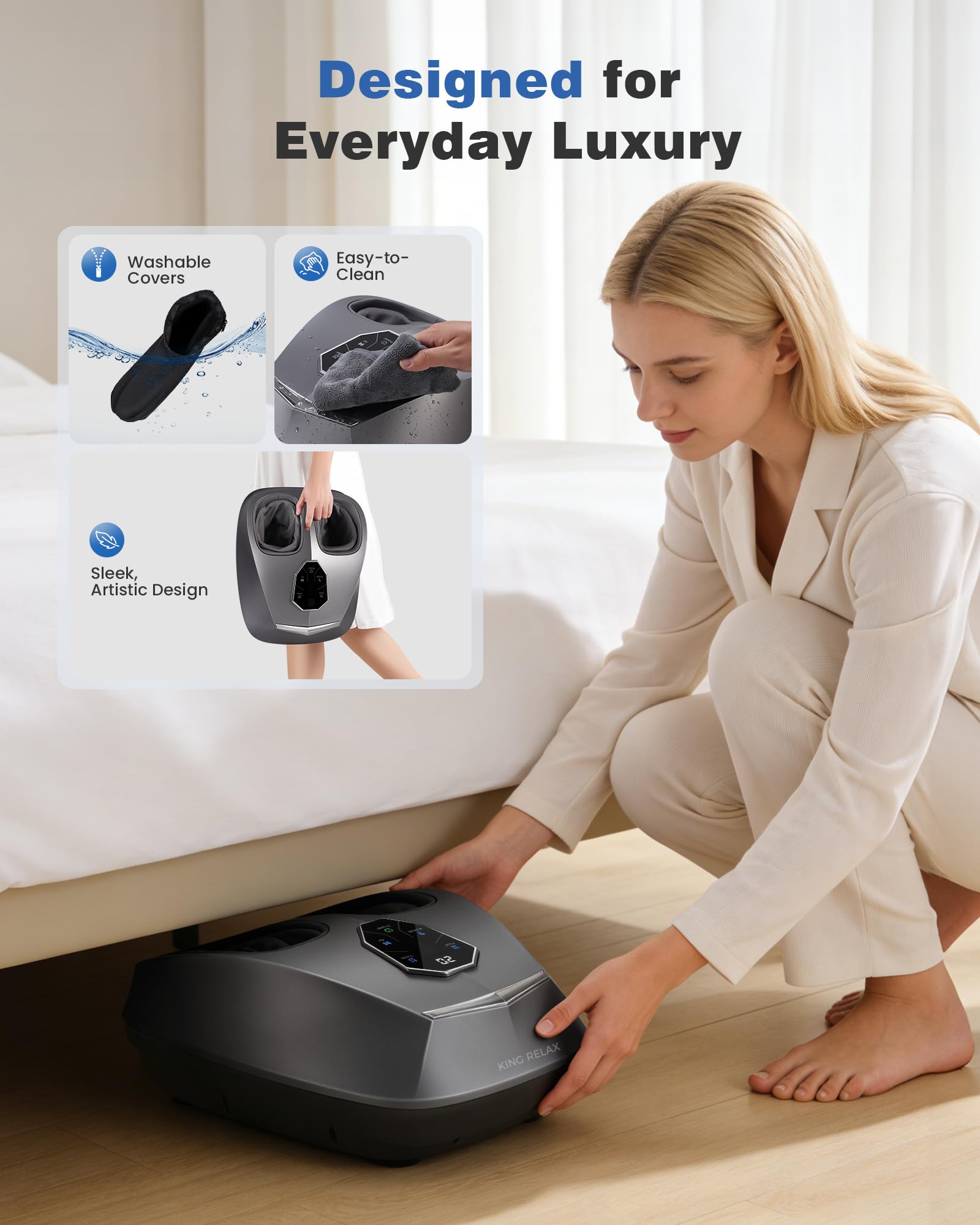 King Relax Shiatsu foot massager washable liners simplify hygiene