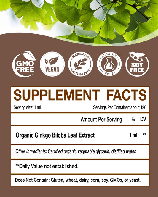 KingHealth Ginkgo Biloba Drops being poured for easy dosing.