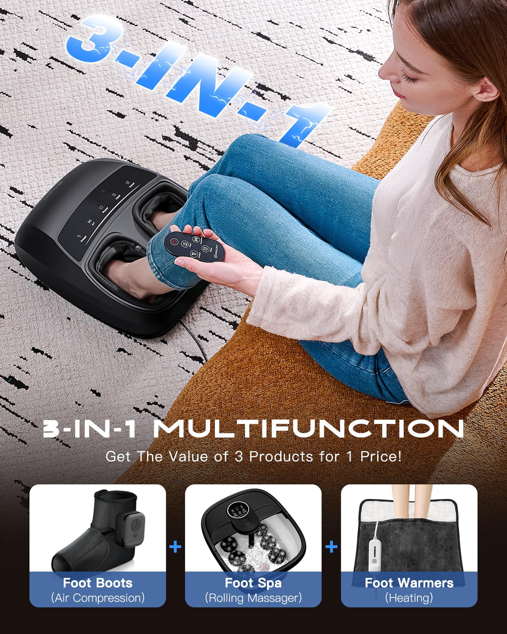 Kingjoy Foot Massager compact design fits on desks and nightstands.