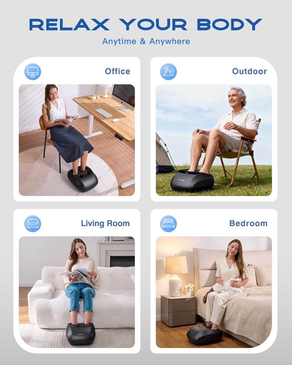 Kingjoy Foot Massager accommodates up to size 14 feet for versatility.