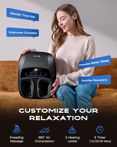 Kingjoy Foot Massager with Heat, side view, compact design for easy placement.