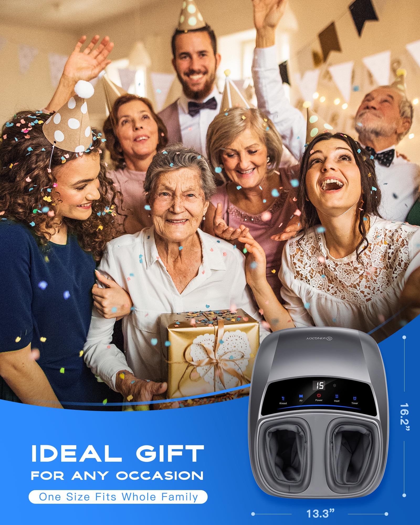 Kingjoy foot massager in cozy home setting demonstrates simple relaxation after day.