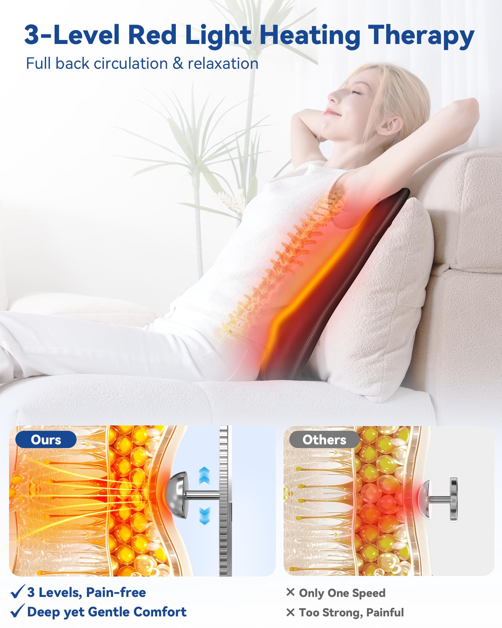 KingPavonini massager features red-light therapy to ease lumbar tension.