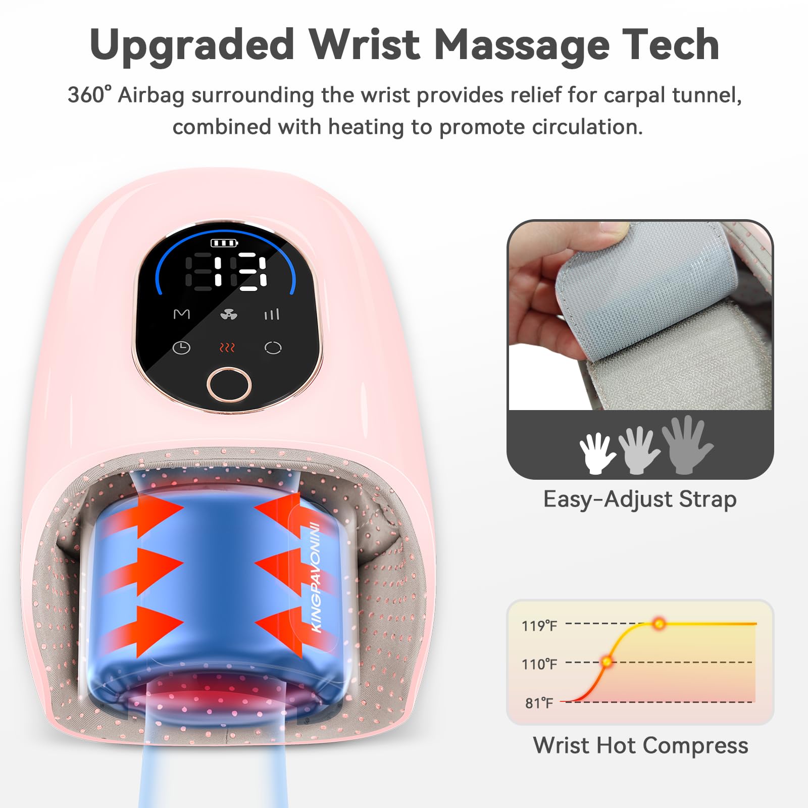 KingPavonini bi-directional rollers knead the palm to release tension