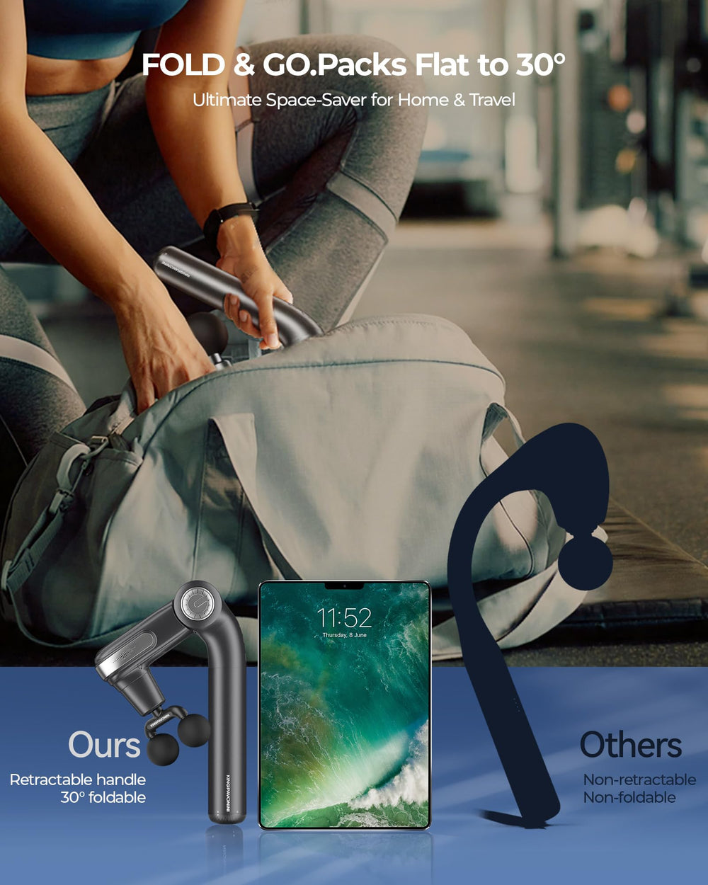 KingPavonini foldable design fits easily in a gym bag for travel relief.
