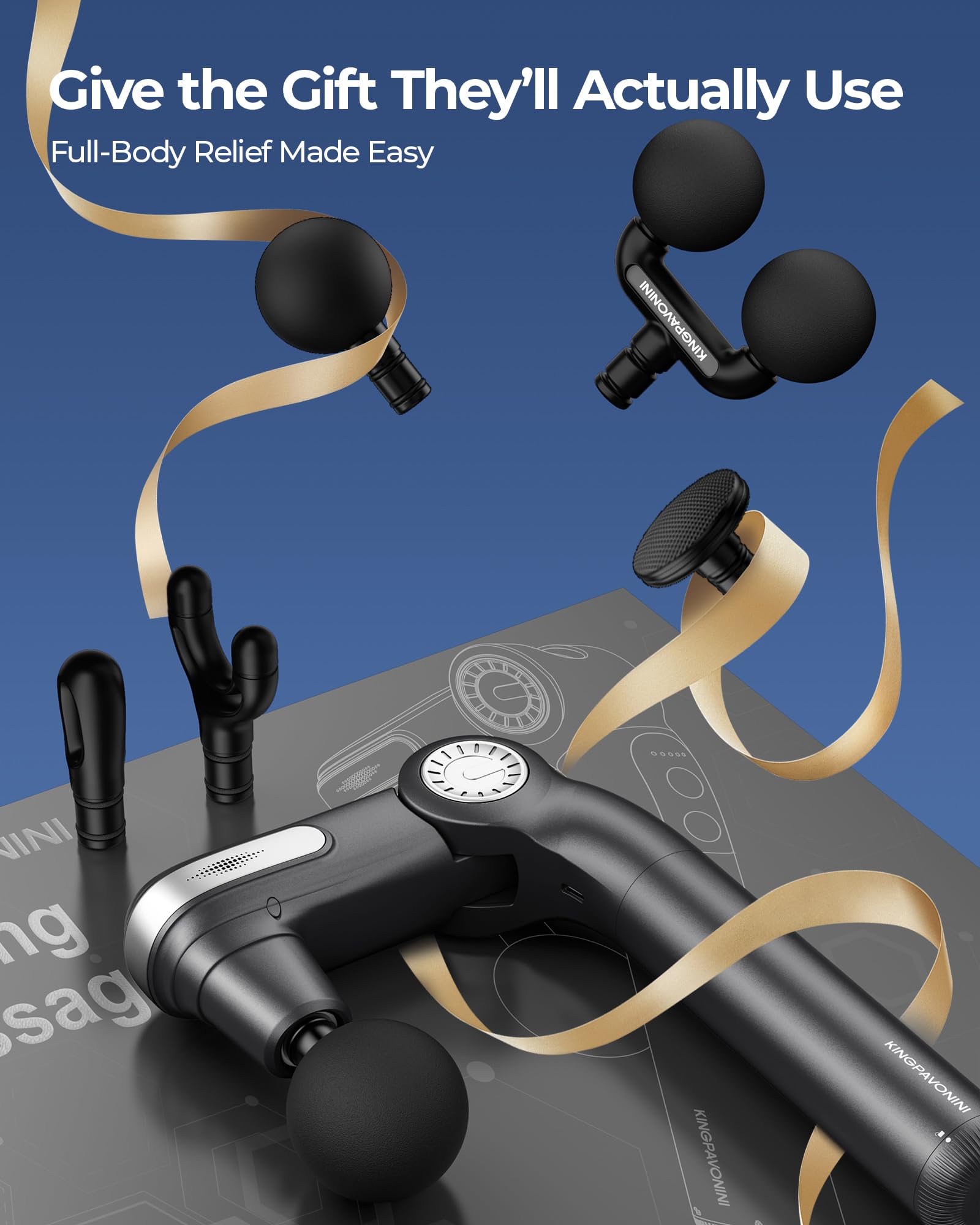 KingPavonini gift-ready massager for athletes, desk workers, and travelers.