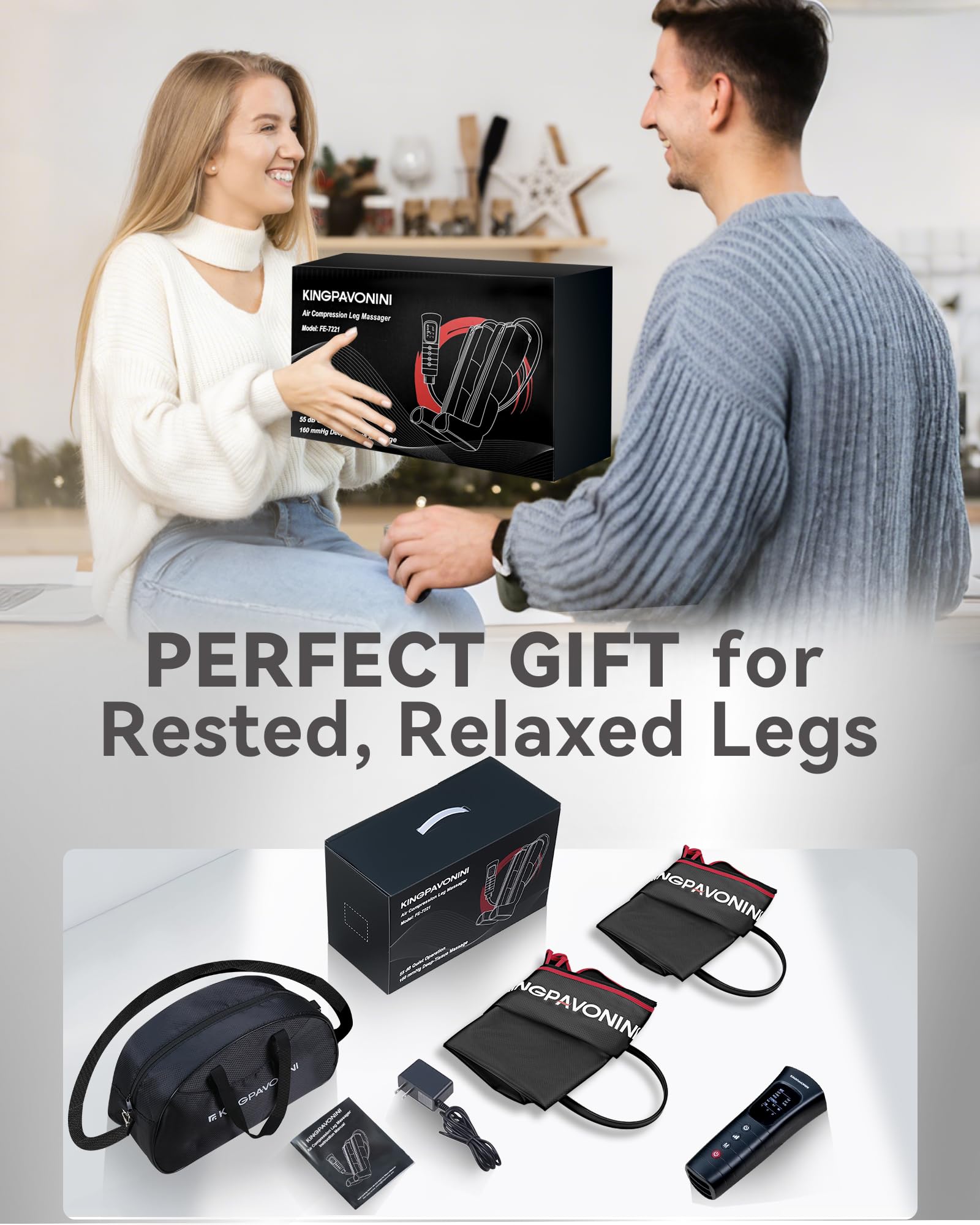 KingPavonini leg massager travel-ready with included bag