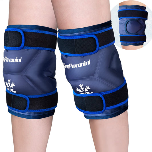 KingPavonini XXL knee ice pack with straps secures hands-free cooling.