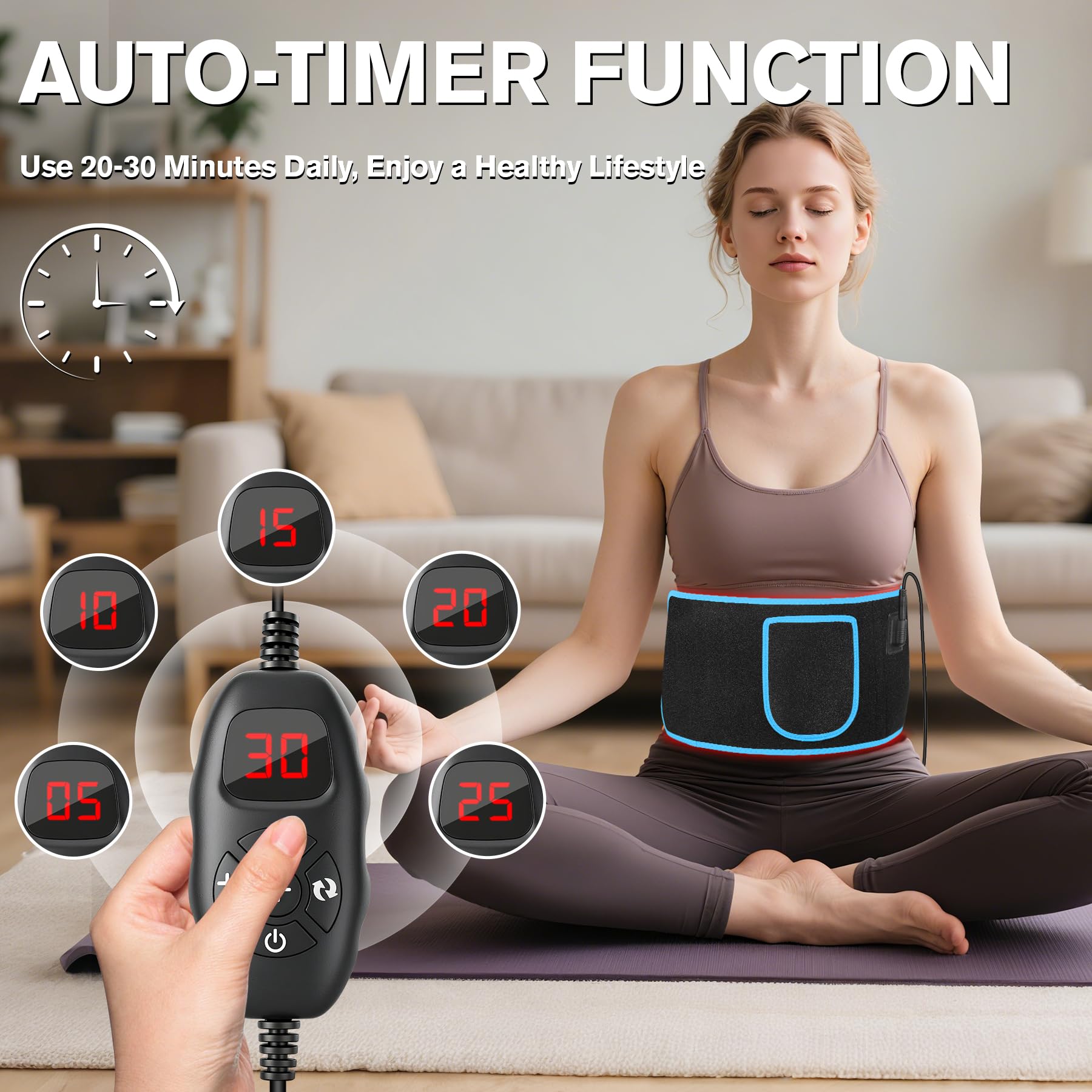 KingSom Red Light Belt pulse mode display with rhythmic light