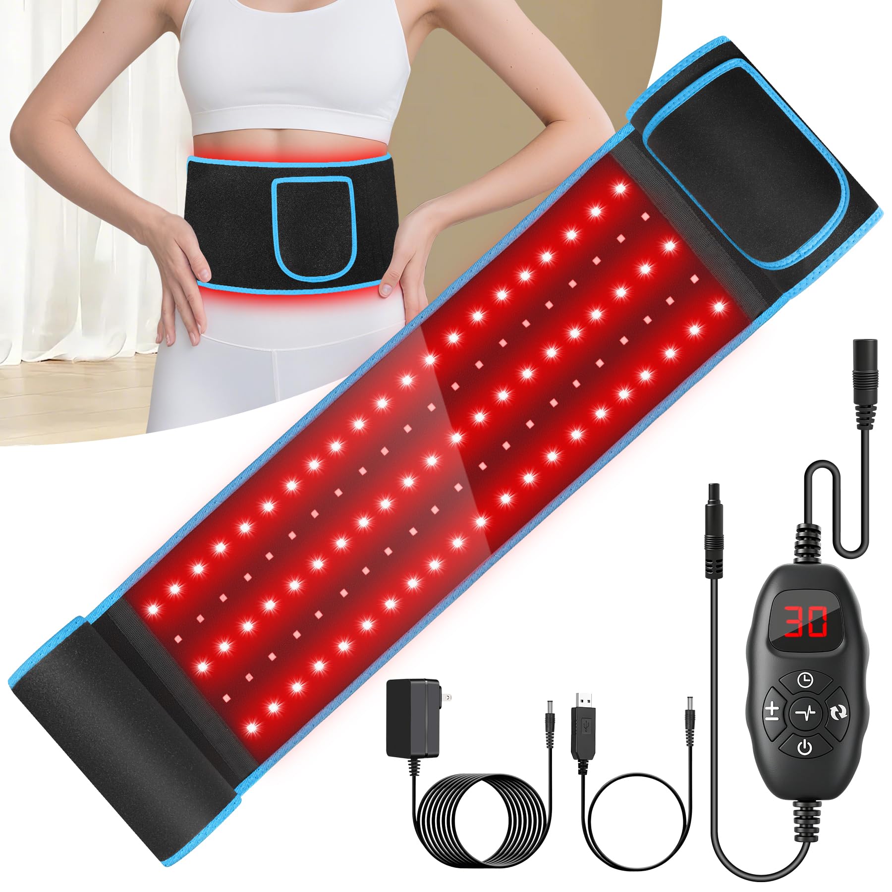 KingSom Red Light Belt worn on back for targeted warmth and gentle light exposure