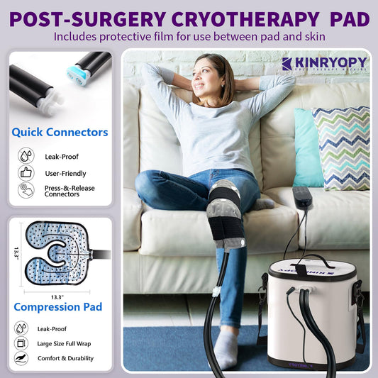 Kinryopy cold therapy pad connector diameter closeup for compatibility check.