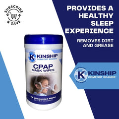 Kinship Comfort Brands CPAP wipes close-up showing lint-free material for safe cleaning