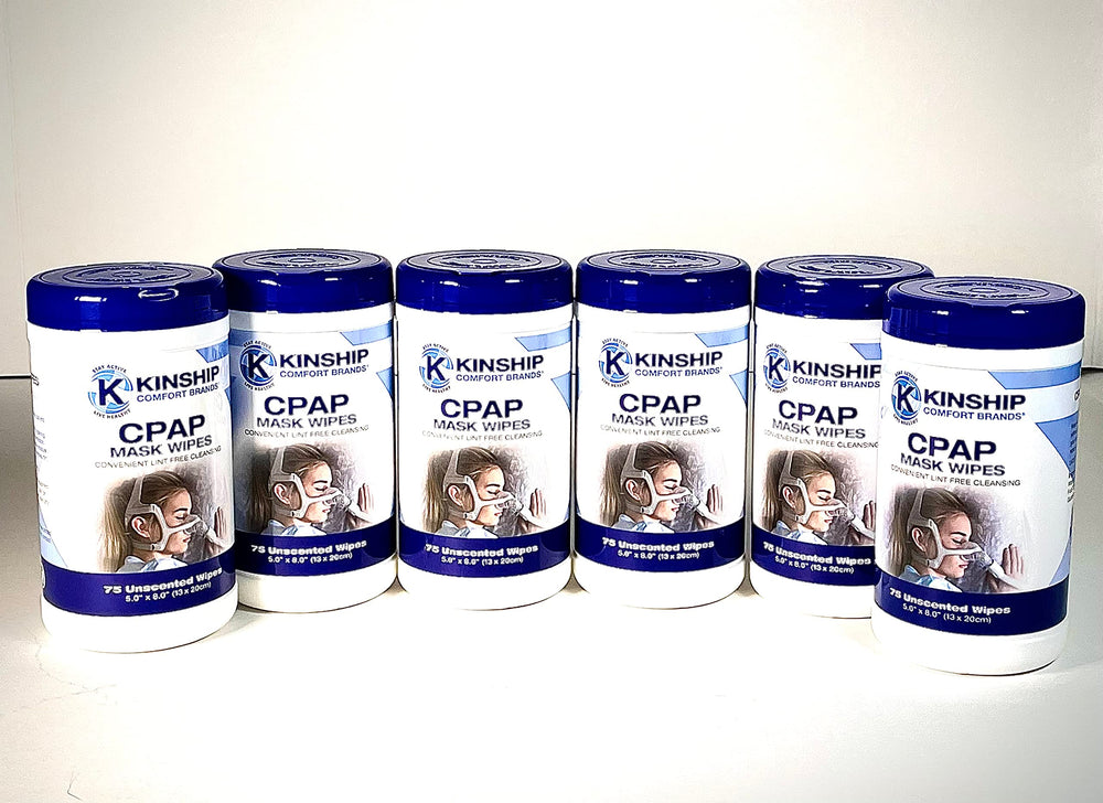 Kinship Comfort CPAP wipes close-up texture showing soft cloth