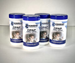 Kinship Comfort Brands CPAP wipes four-canister display for home use