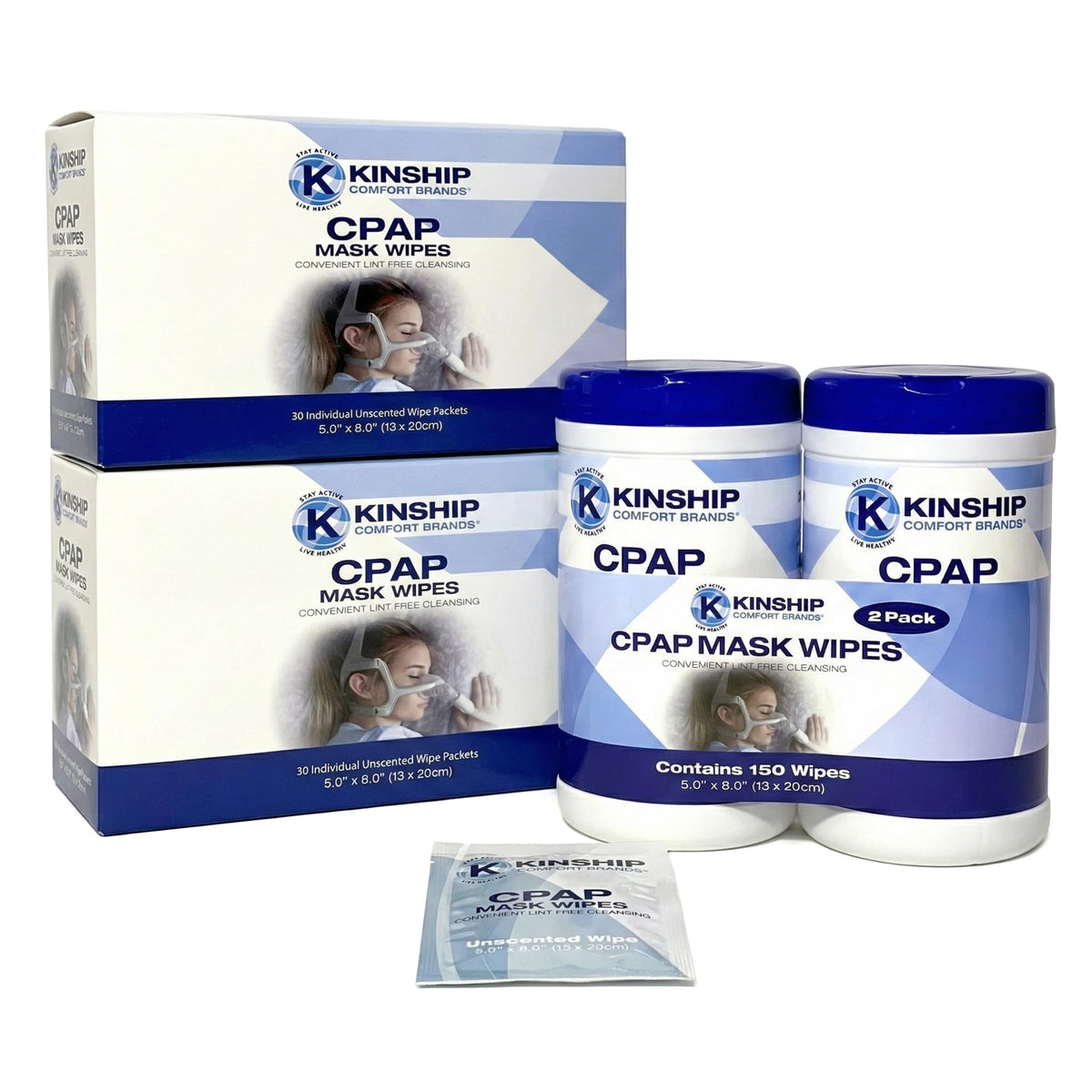 Kinship Comfort Brands CPAP wipes clean the mask surface for a quick refresh and easy routine.