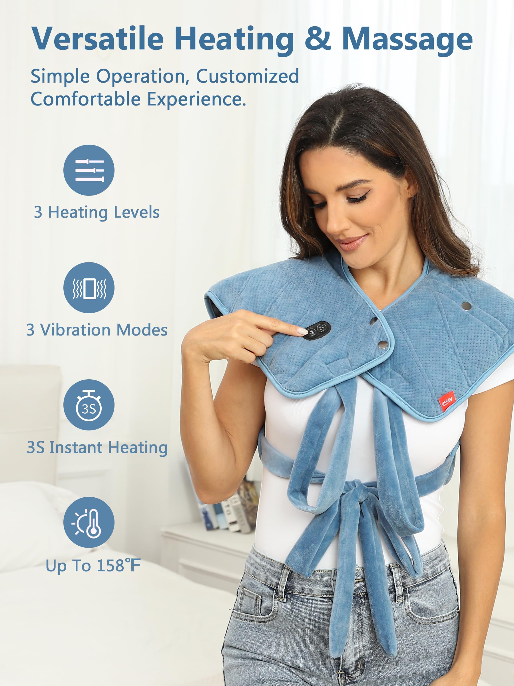 Kintiwe Pro four zones provide even warmth across neck, shoulders, and back.