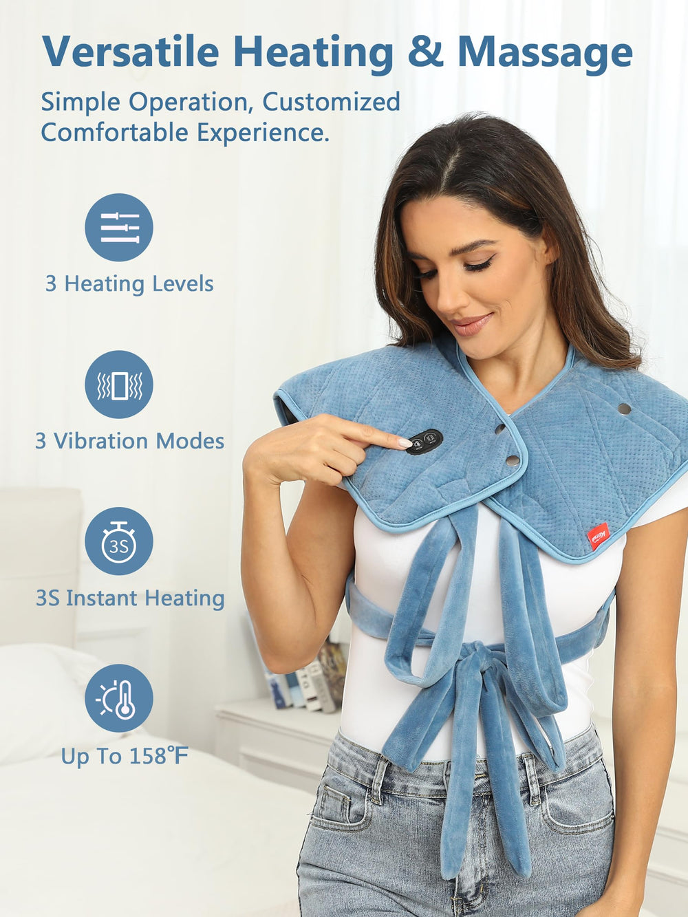 Kintiwe Pro four zones provide even warmth across neck, shoulders, and back.