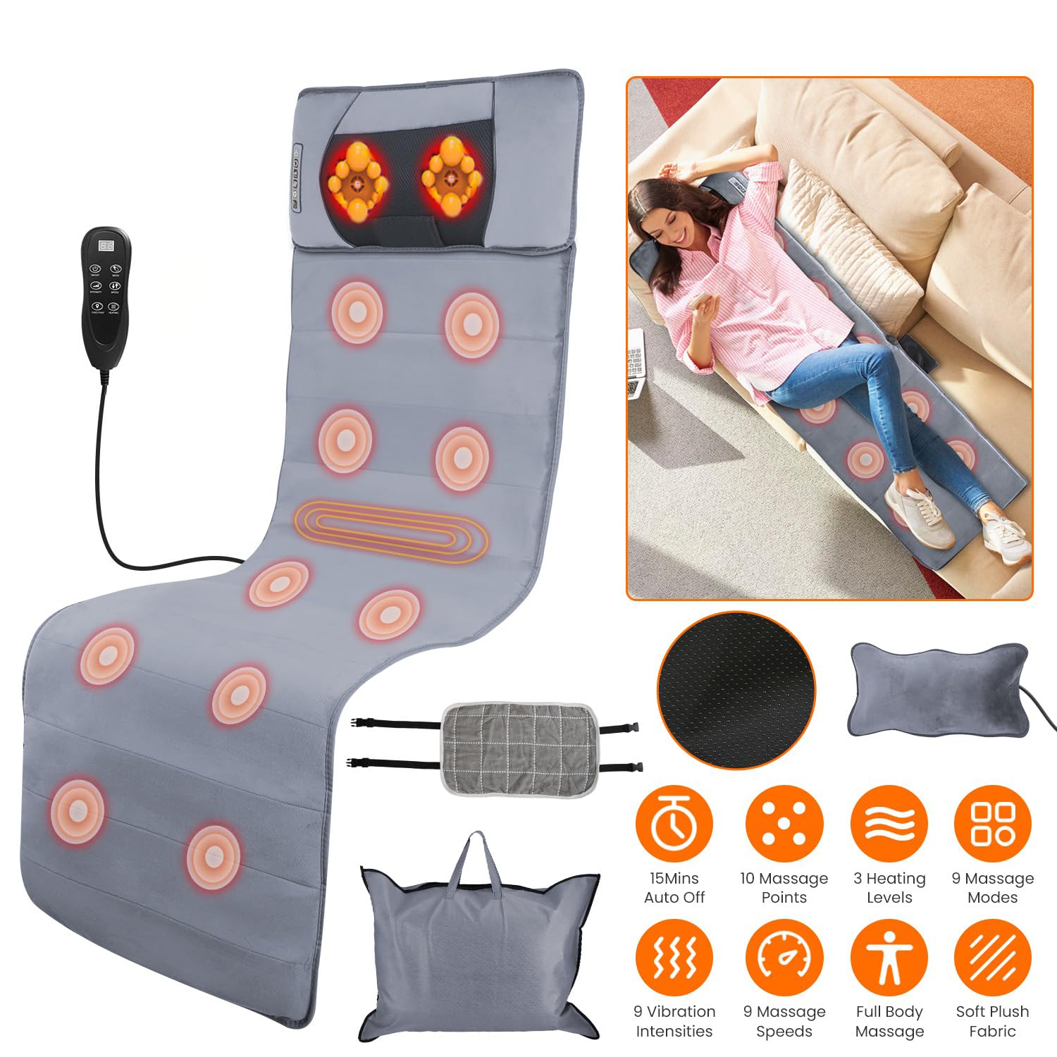 KinWarmth detachable neck pillow with rotating heads for neck relief