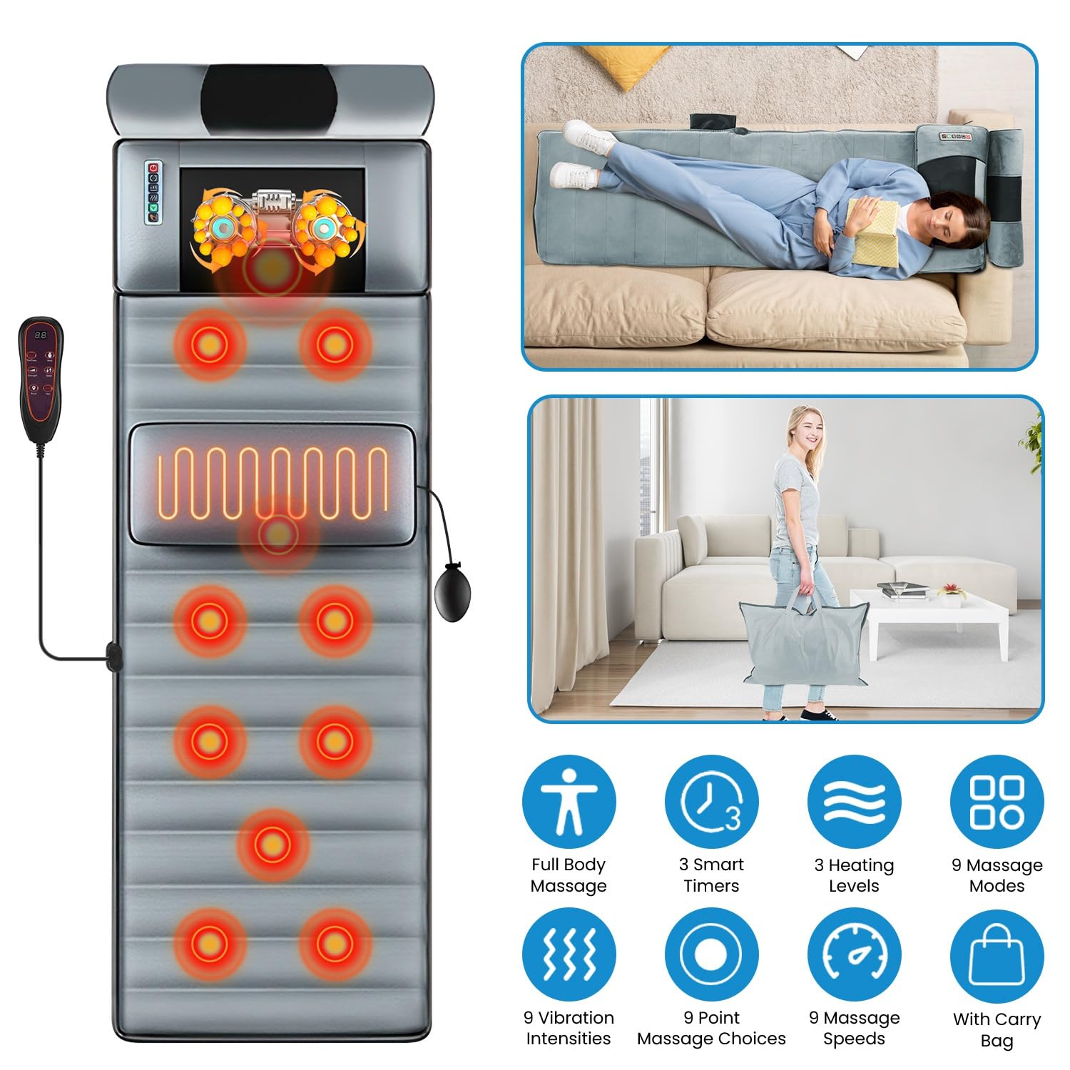 KinWarmth inflatable lumbar pillow enhances lower back comfort during sessions
