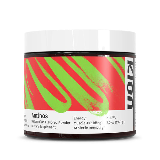 Kion Aminos Watermelon tub front for daily energy and recovery.