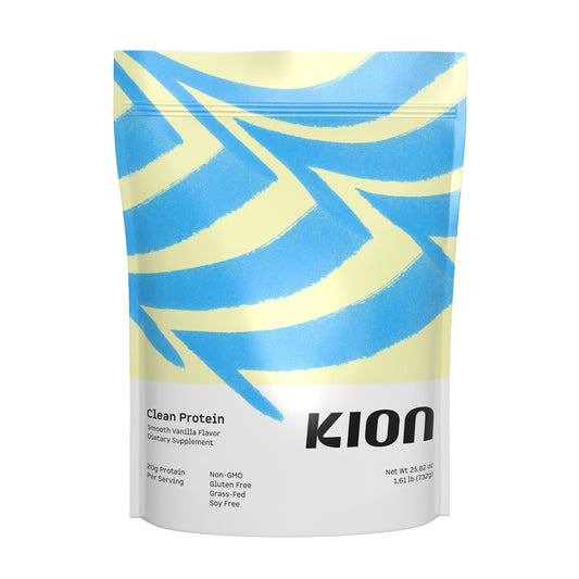 Kion Clean Protein Smooth Vanilla bottle showcasing premium whey isolate for everyday shakes