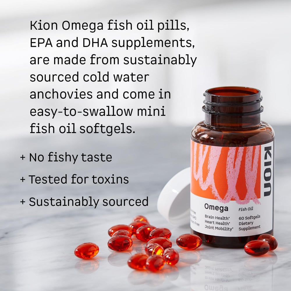Kion Omega 1000 mg serving shown; balanced EPA and DHA