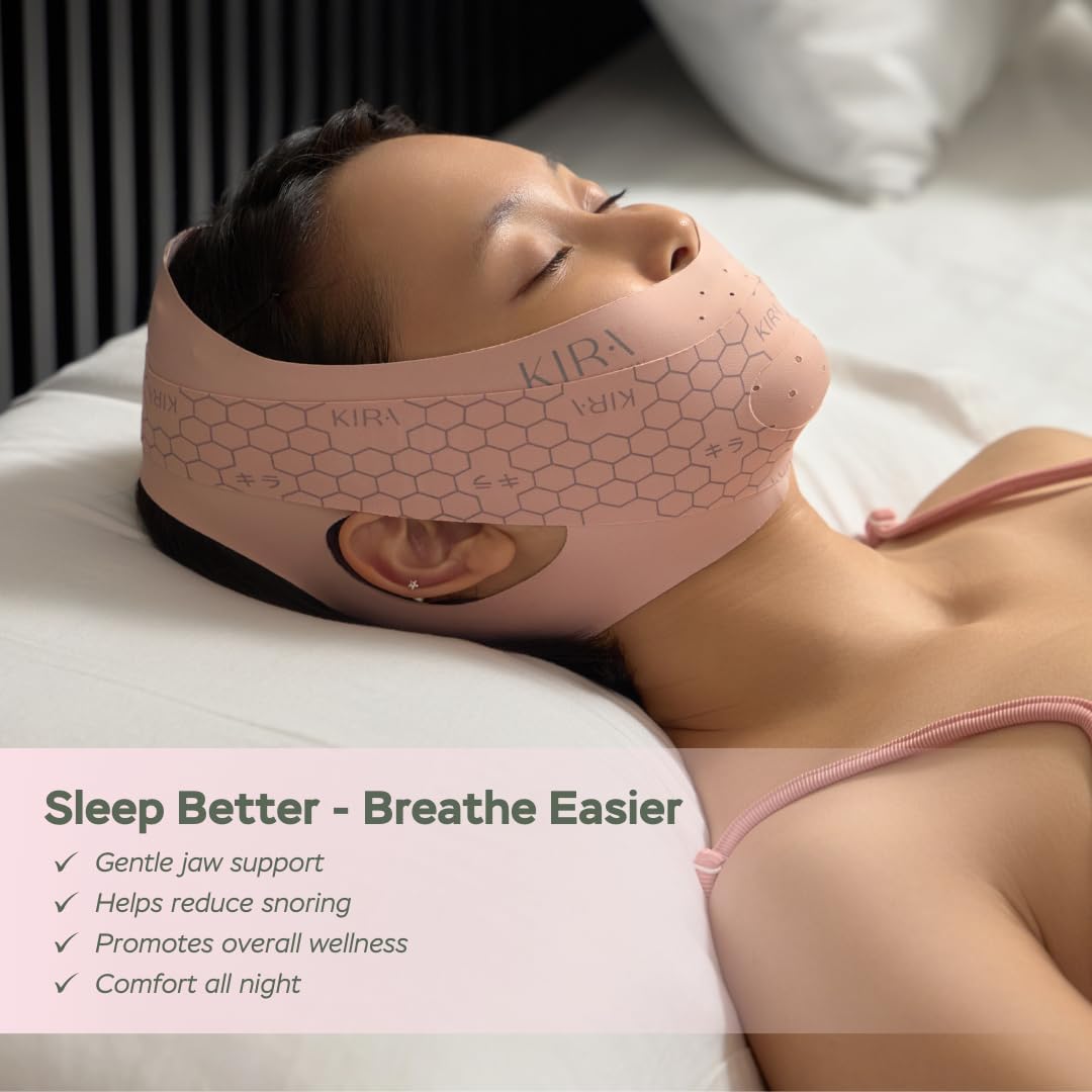 KIRA International CPAP-compatible chin strap with stable jaw alignment.