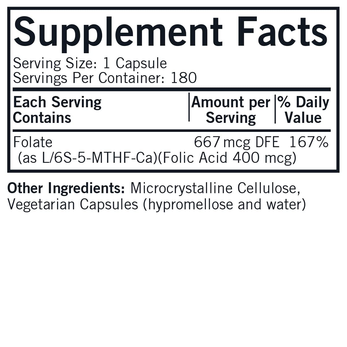 Kirkman 5-MTHF label close-up—transparent labeling to support informed purchasing.
