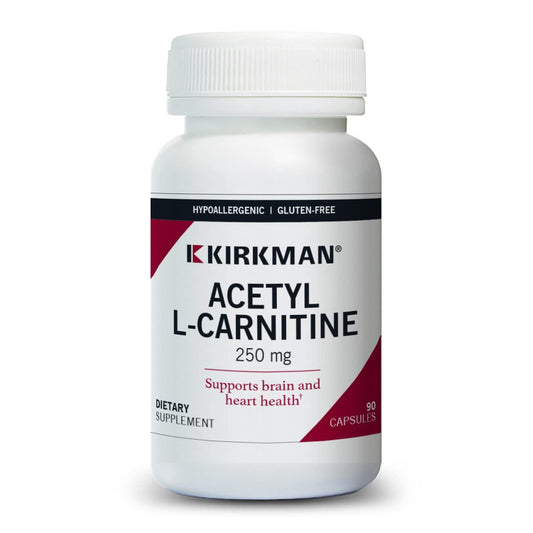 Kirkman Acetyl L-Carnitine 250 mg bottle promotes daily energy support.