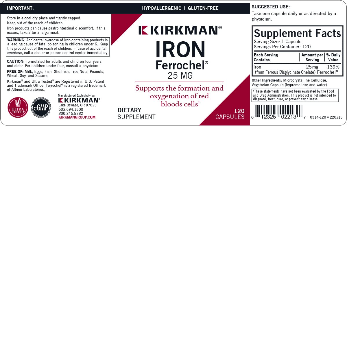Kirkman Bio-Max label closeup noting hypoallergenic formula and quality.