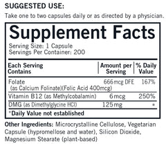 Kirkman DMG 125 mg capsules closeup showing plant-based formula.