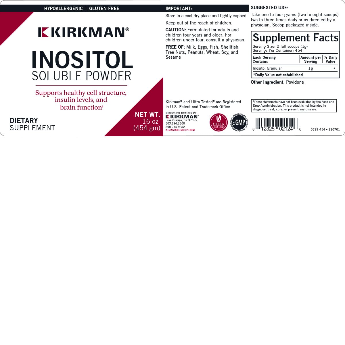 Kirkman Inositol Pure Soluble Powder being poured into water to dissolve easily