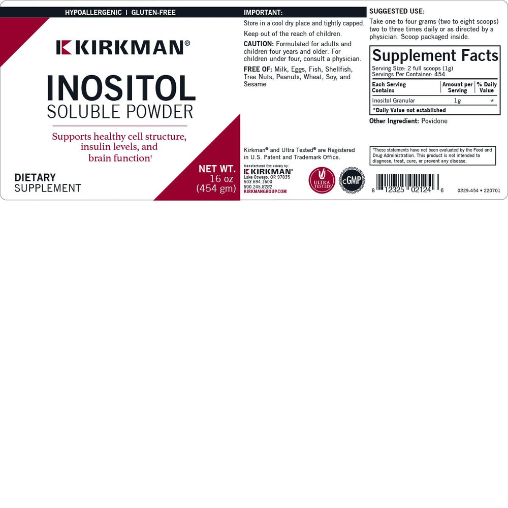 Kirkman Inositol Pure Soluble Powder being poured into water to dissolve easily