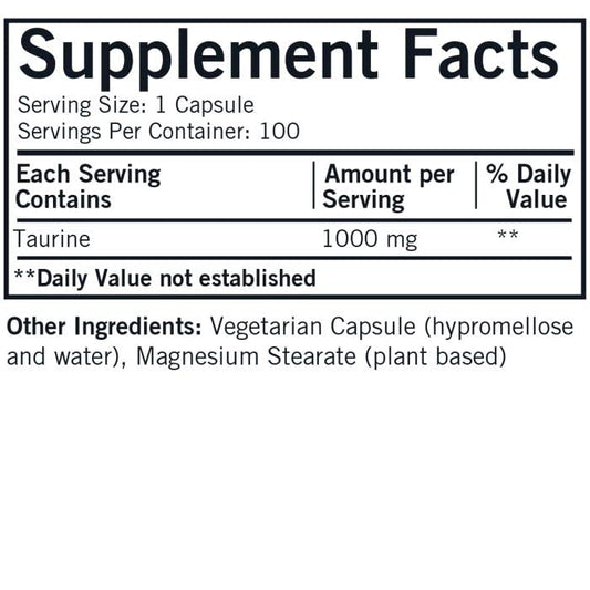 Kirkman L Taurine capsules close-up shows vegan capsules for hypoallergenic support