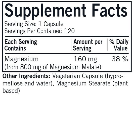 Kirkman Magnesium Malate capsules, easy-to-take daily supplement.