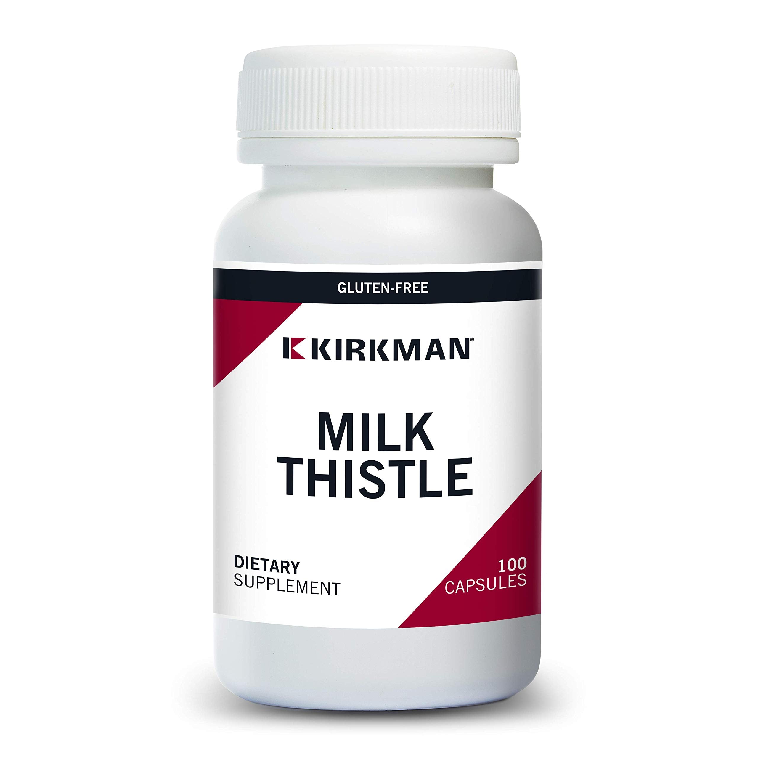 Kirkman Milk Thistle bottle with capsules; supports liver health and GI wellness