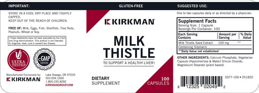 Kirkman Milk Thistle capsules; vegetarian formula for liver support