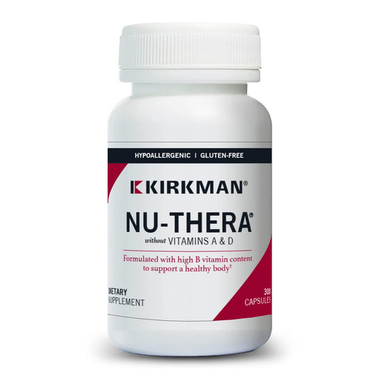 Kirkman Nu-Thera hypoallergenic bottle displayed for daily supplementation