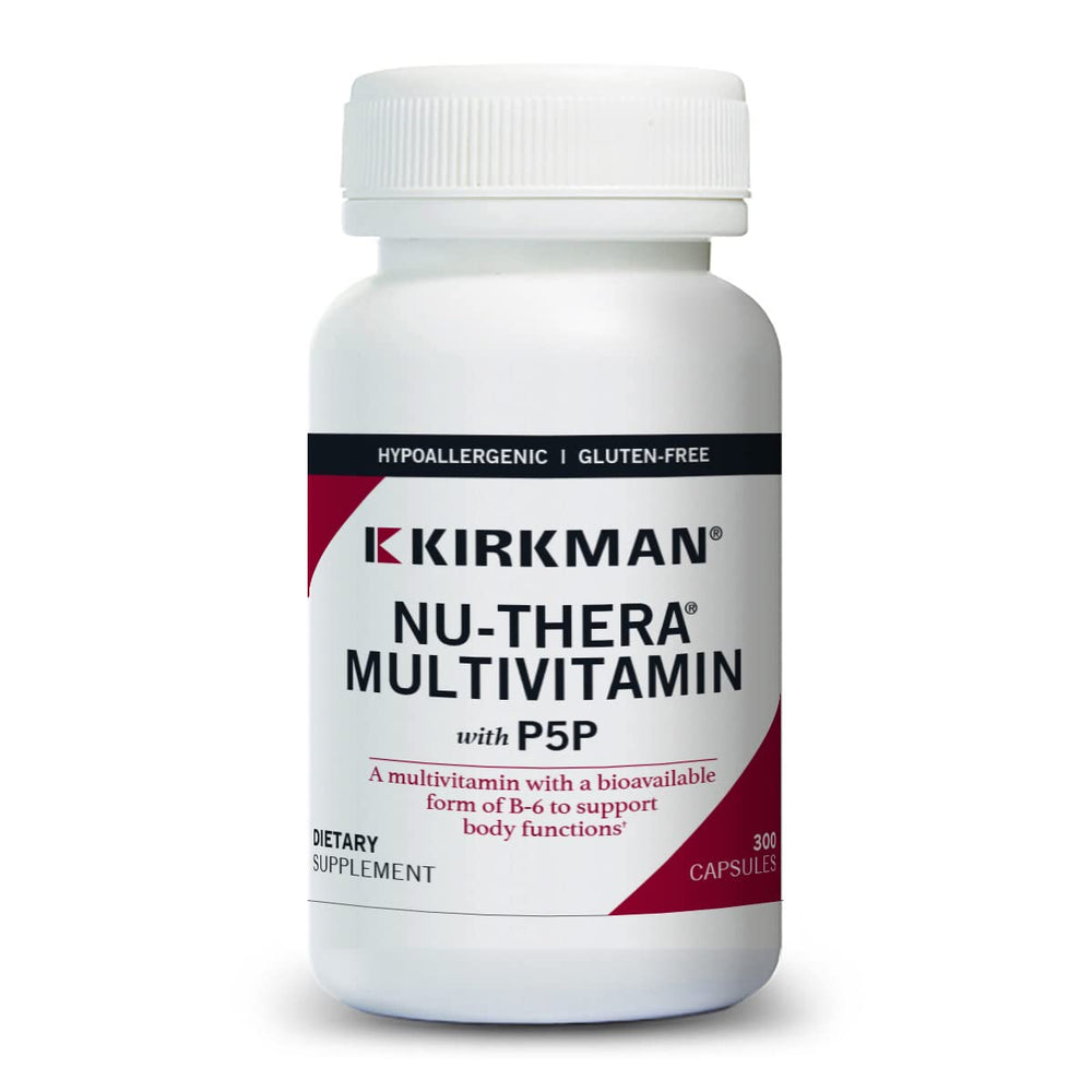 Kirkman Nu-Thera P-5-P bottle front highlighting hypoallergenic formula