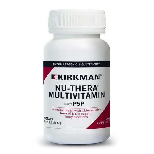 Kirkman Nu-Thera P-5-P bottle front highlighting hypoallergenic formula
