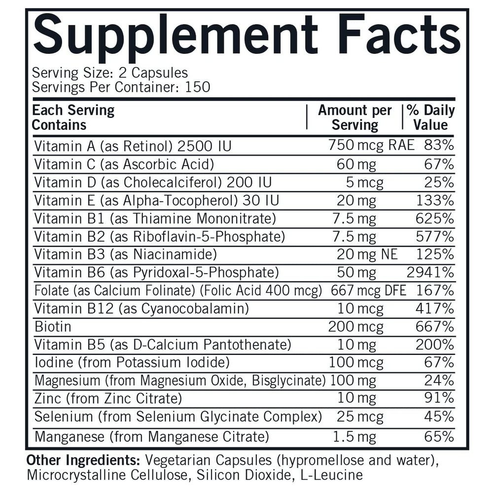 Kirkman Nu-Thera P-5-P label close-up showing gluten- and casein-free ingredients