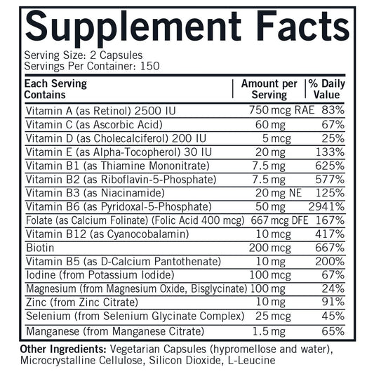 Kirkman Nu-Thera P-5-P label close-up showing gluten- and casein-free ingredients