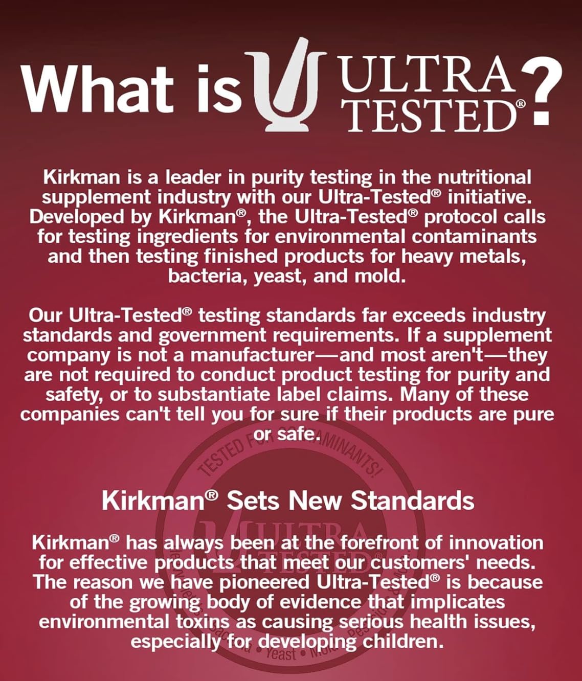 Kirkman P-5-P ingredients list highlights gluten and casein-free nutrition.