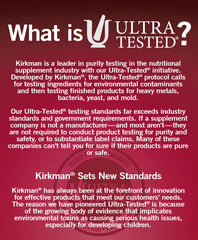 Kirkman Pure Calcium packaging highlights gluten-free and casein-free formula.