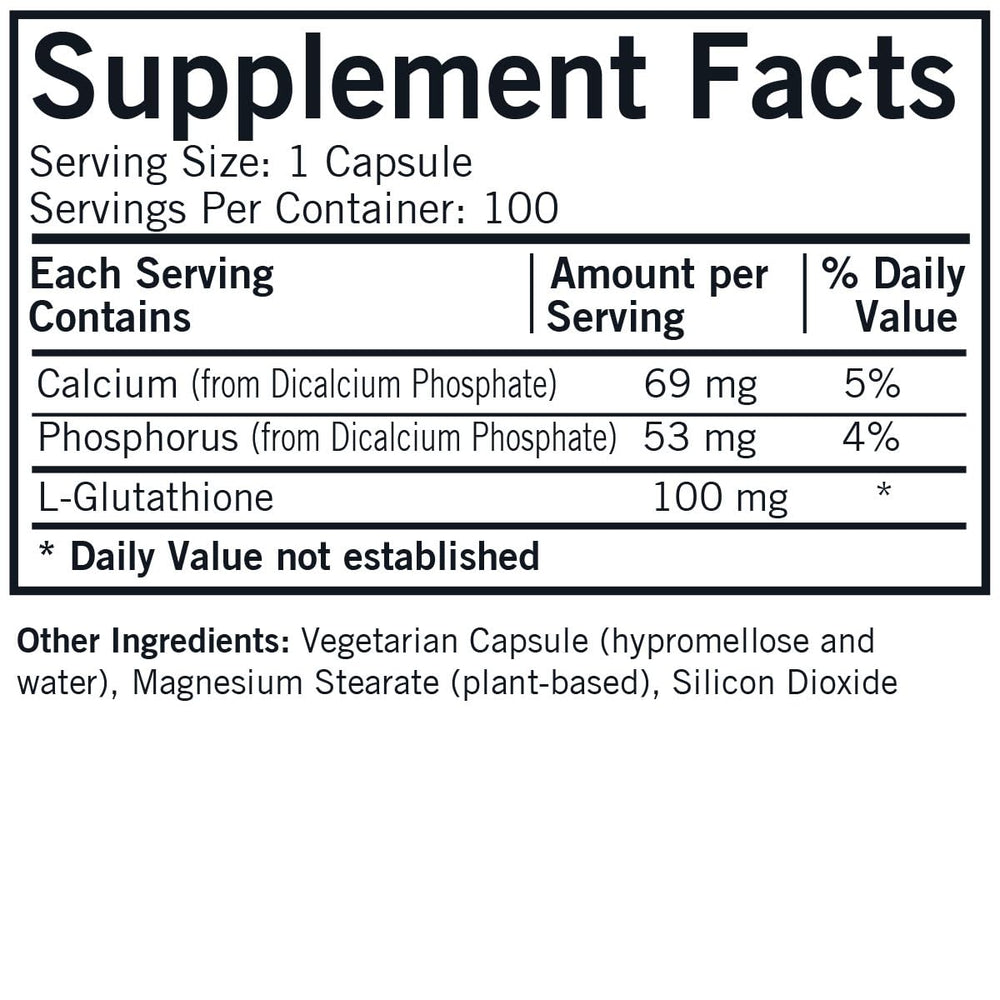 Kirkman reduced L-Glutathione capsules close-up highlighting plant-based capsules.